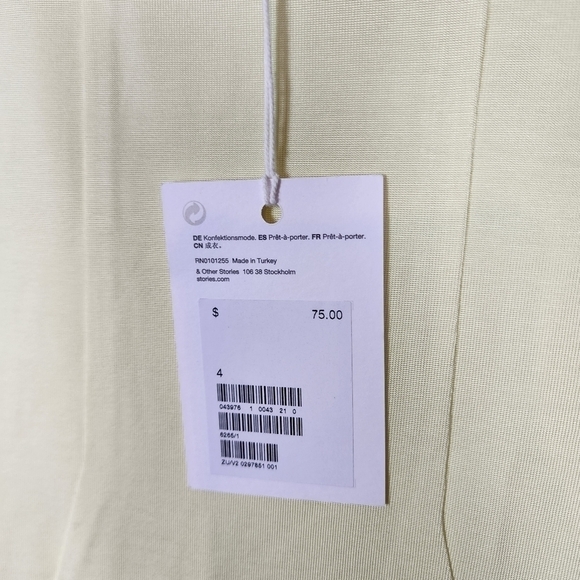 & other stories stretchy yellow mini dress, size 4, nwt - Picture 3 of 6